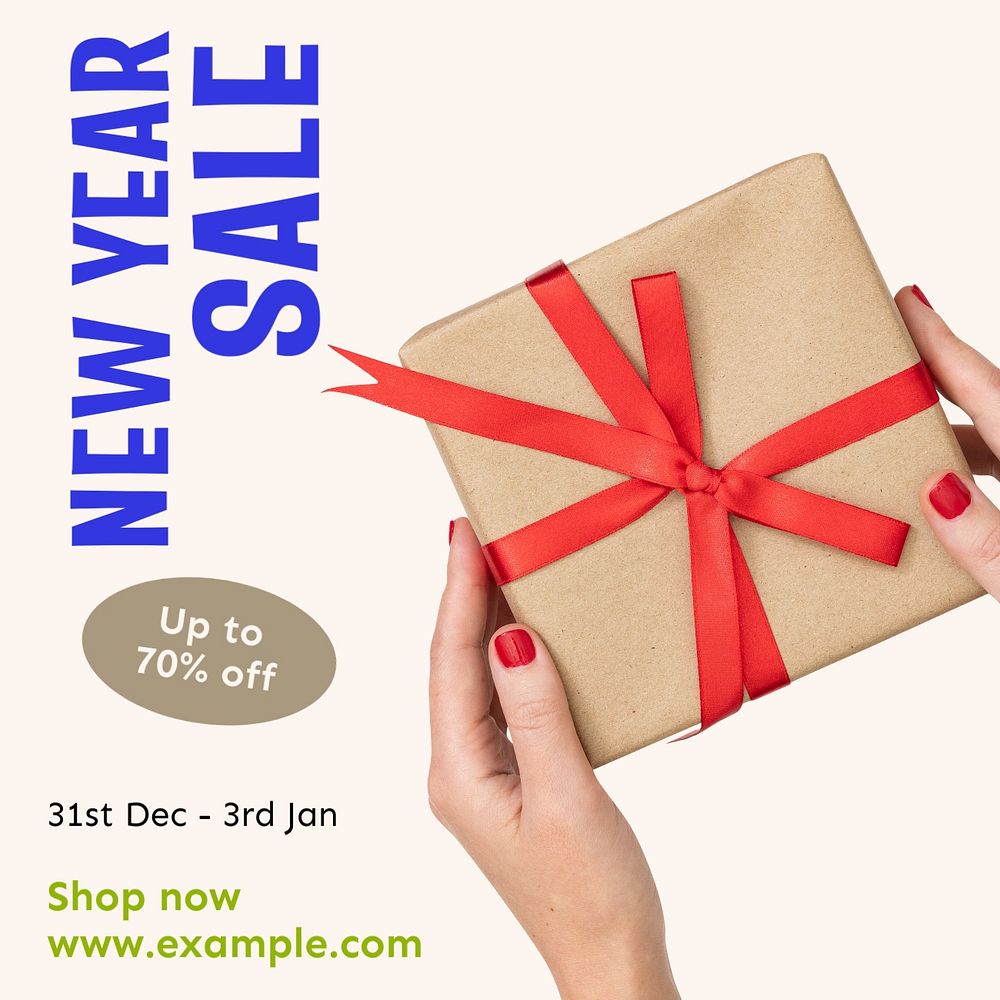 New Year sale Instagram post template, editable text