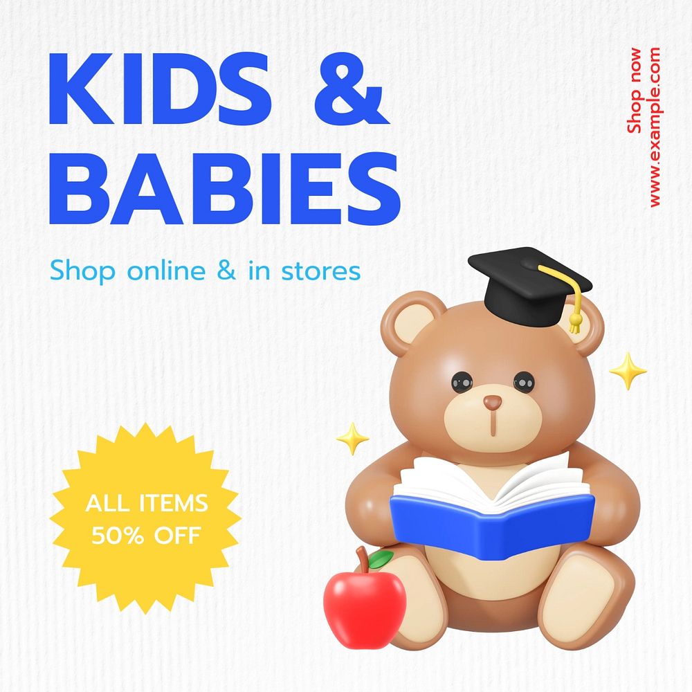 Sale, kid & baby Instagram post template, editable text