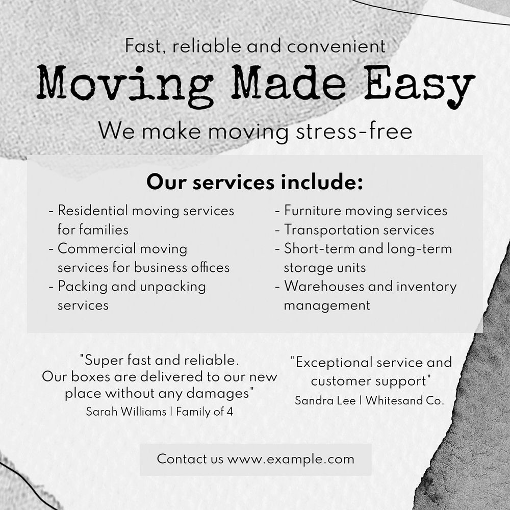 Moving service Instagram post template, editable design