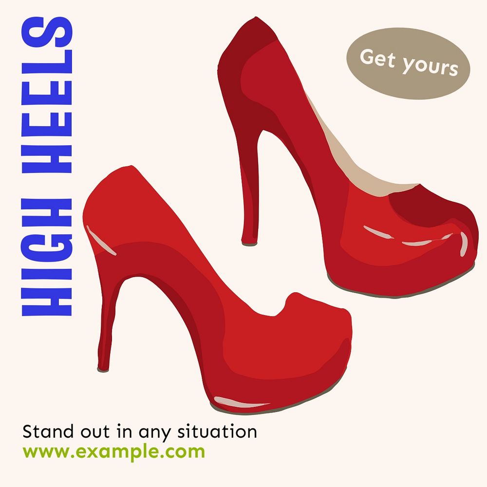 High heels Instagram post template, editable text