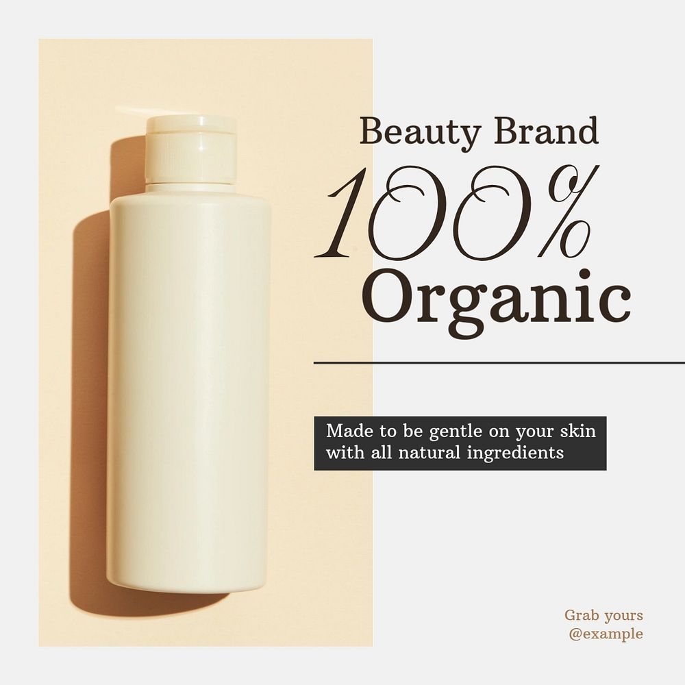 Organic beauty product Instagram post template, editable text