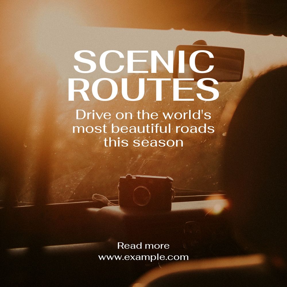 Scenic routes Instagram post template, editable text