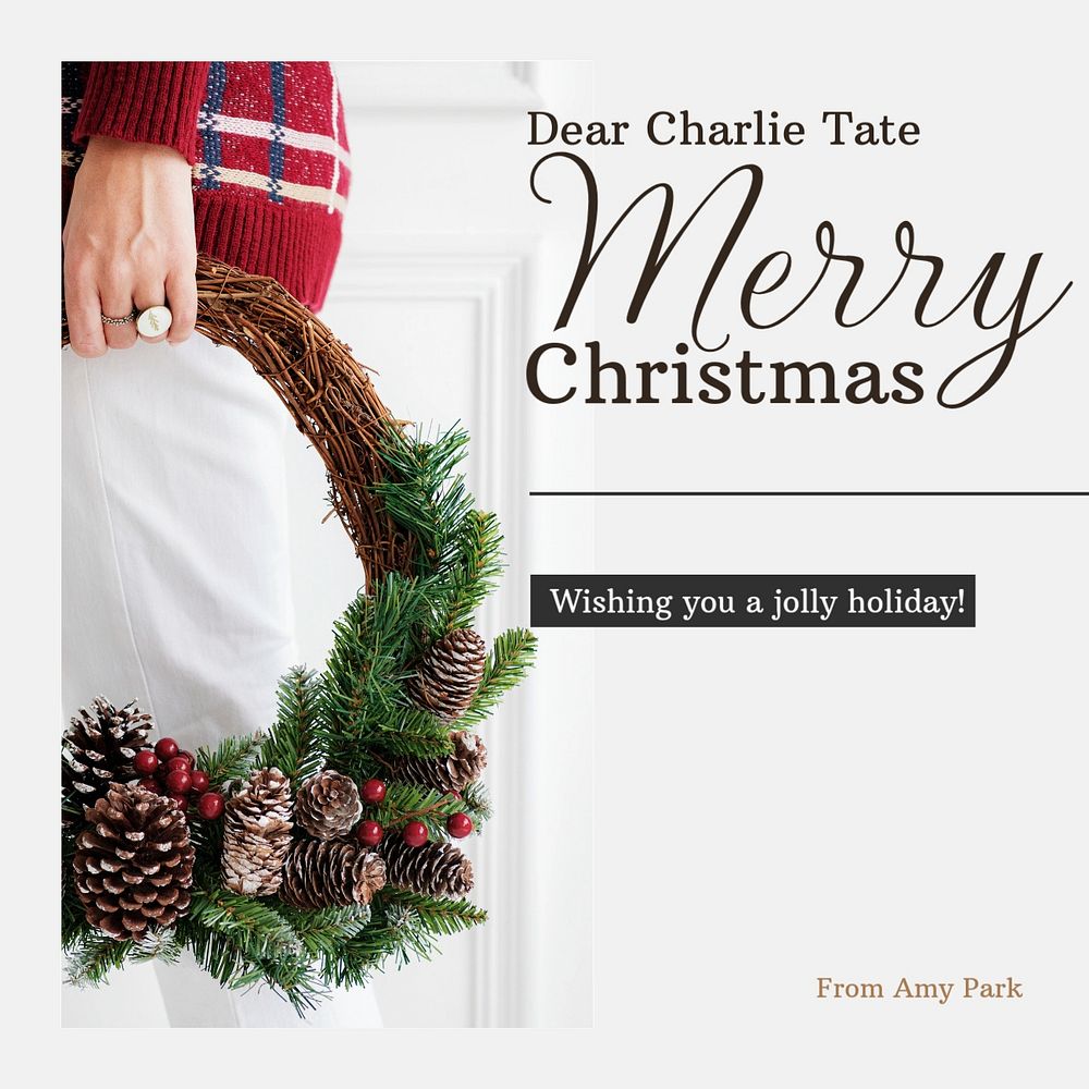 Christmas card Instagram post template, editable text