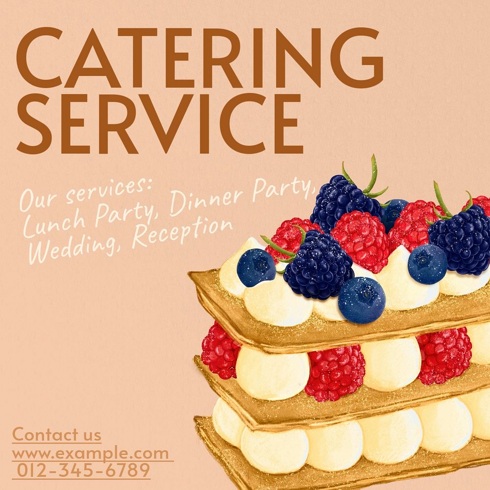 Catering service  Instagram post template, editable text