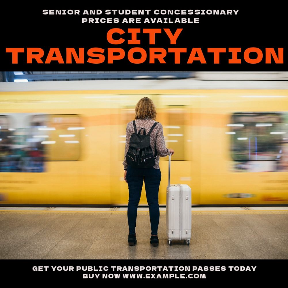 City transportation Instagram post template, editable text