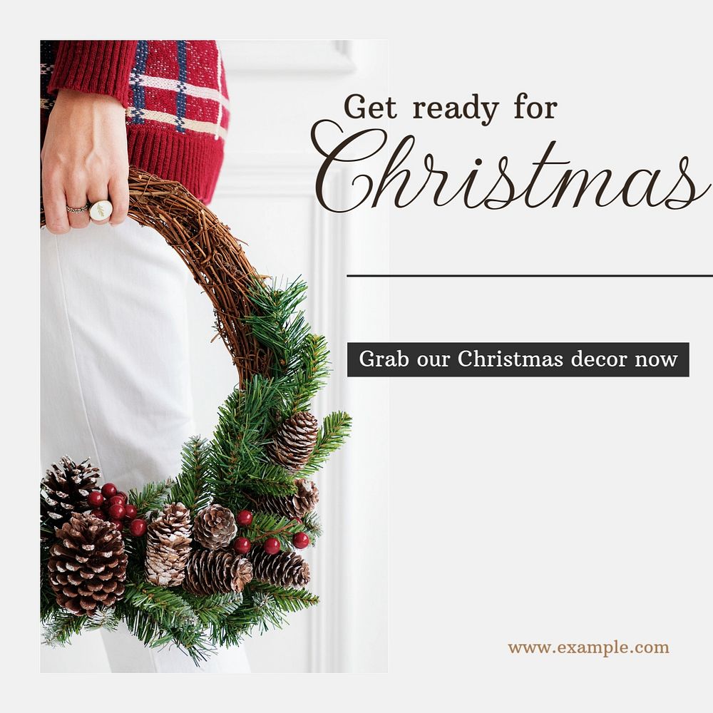 Christmas decor Instagram post template, editable text