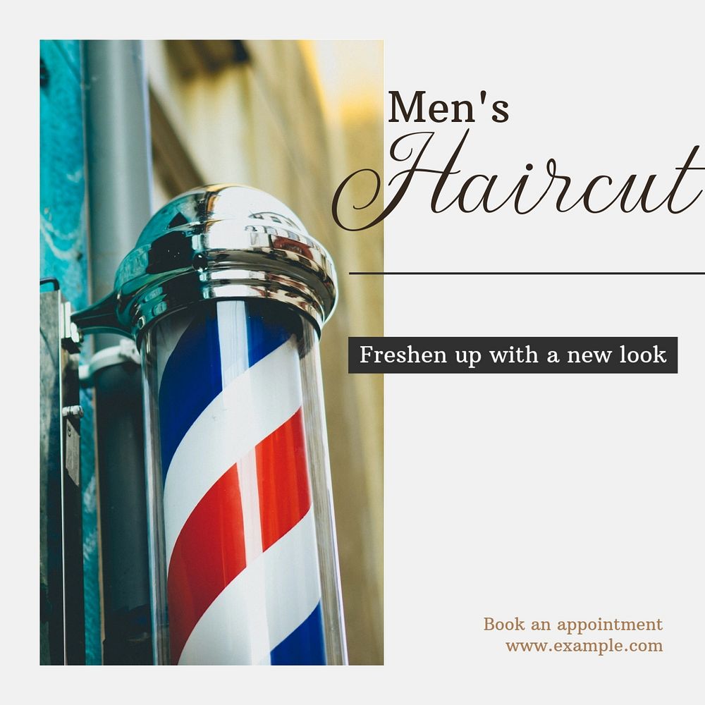 Men's haircut Instagram post template, editable text