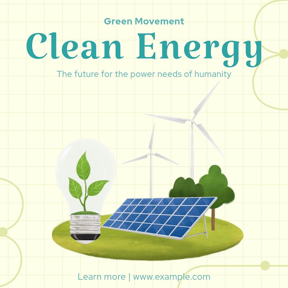 Clean energy Instagram post template, editable text