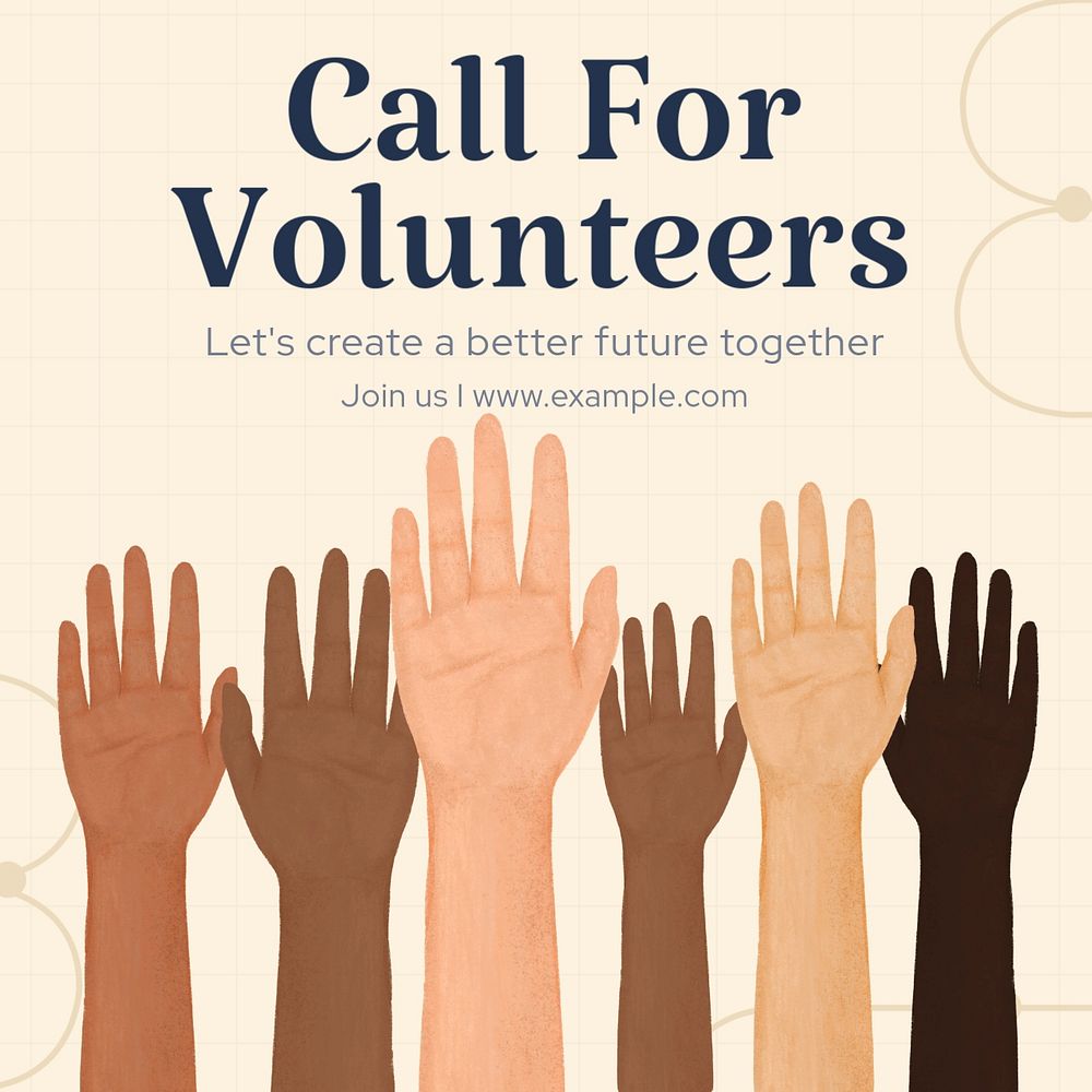 Call for volunteers Instagram post template, editable text