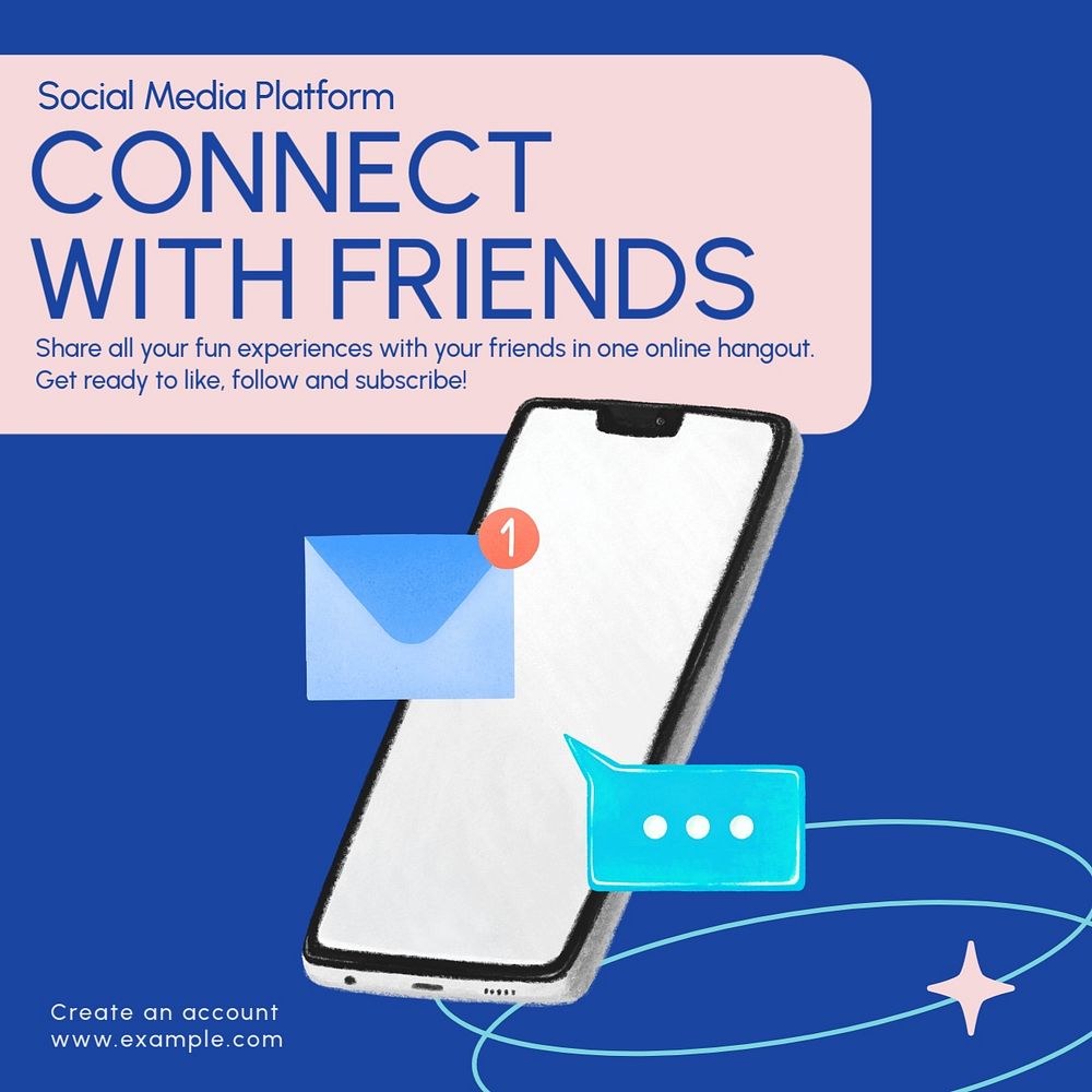 Connect with friends Instagram post template, editable text