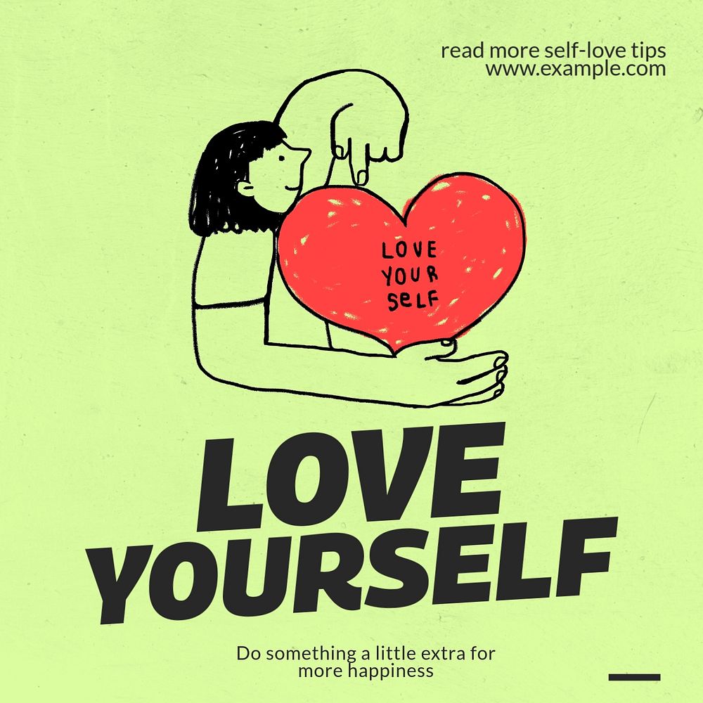 Love yourself Instagram post template, editable text