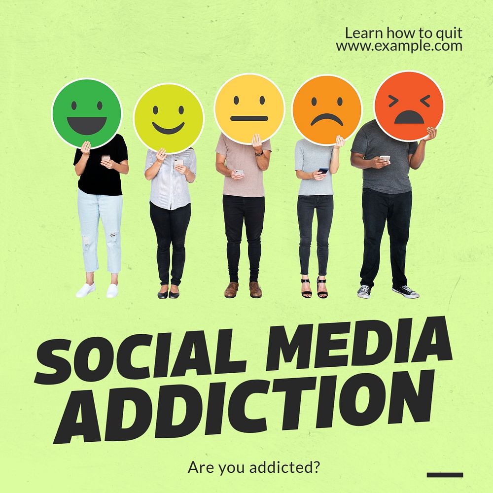 Social media addiction Instagram post template, editable text