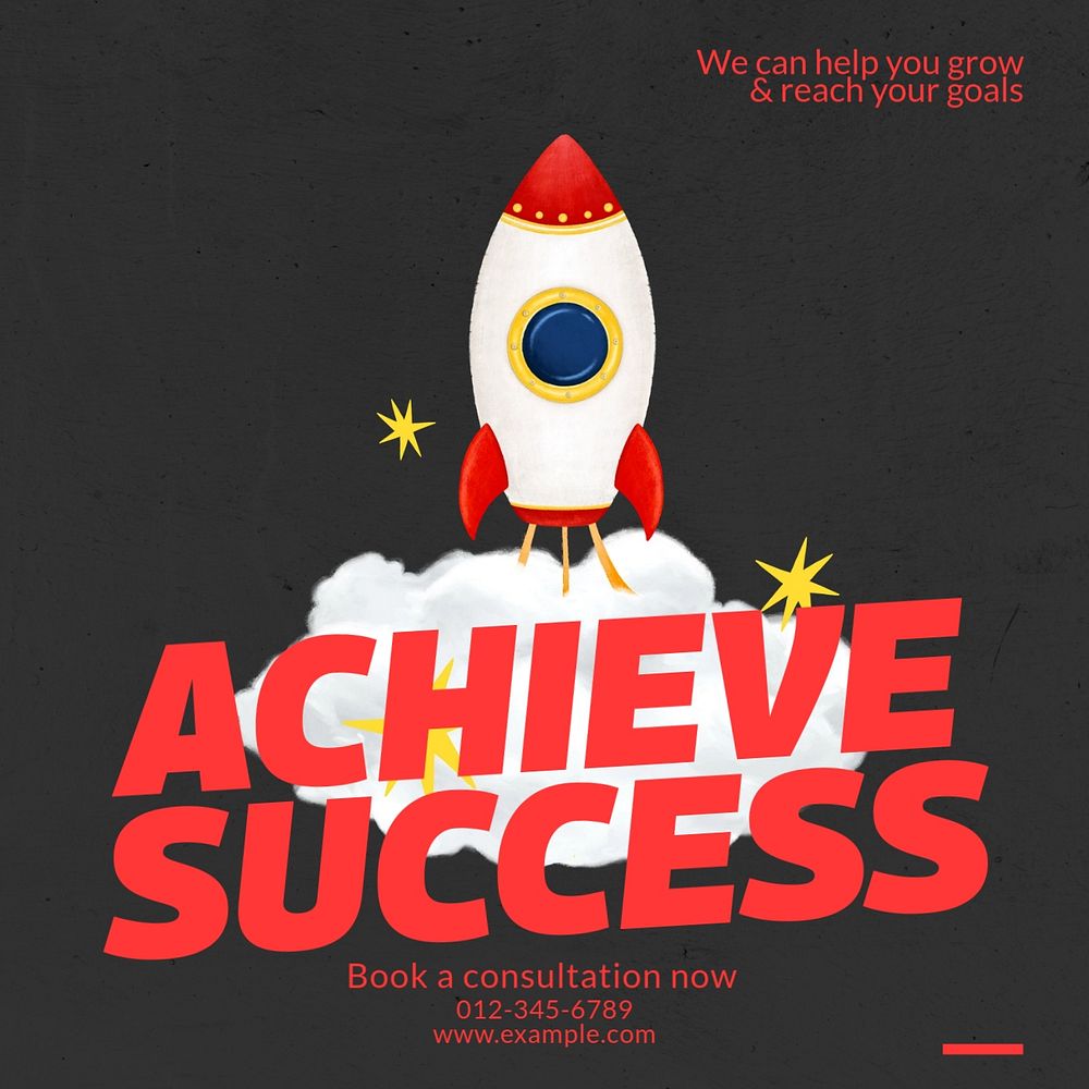 Achieve success Instagram post template, editable text