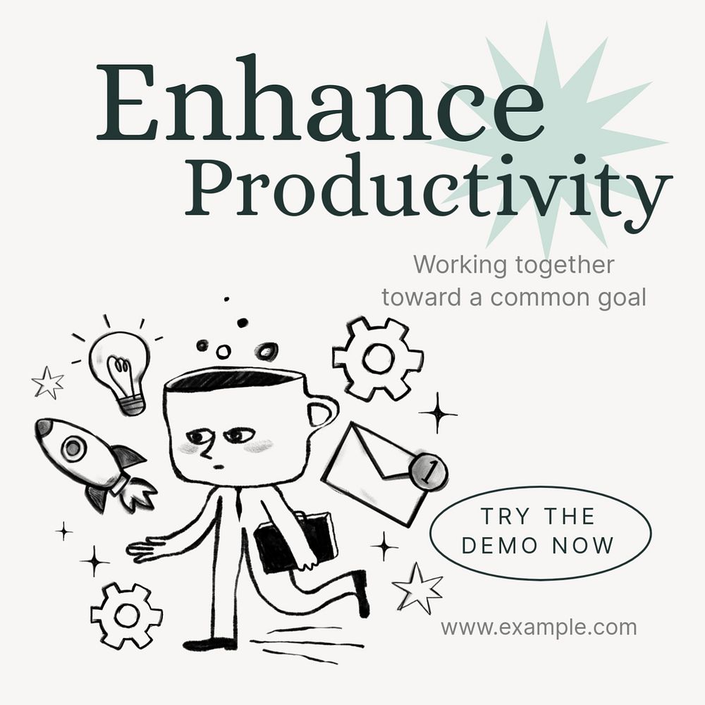 Enhance productivity Instagram post template, editable text