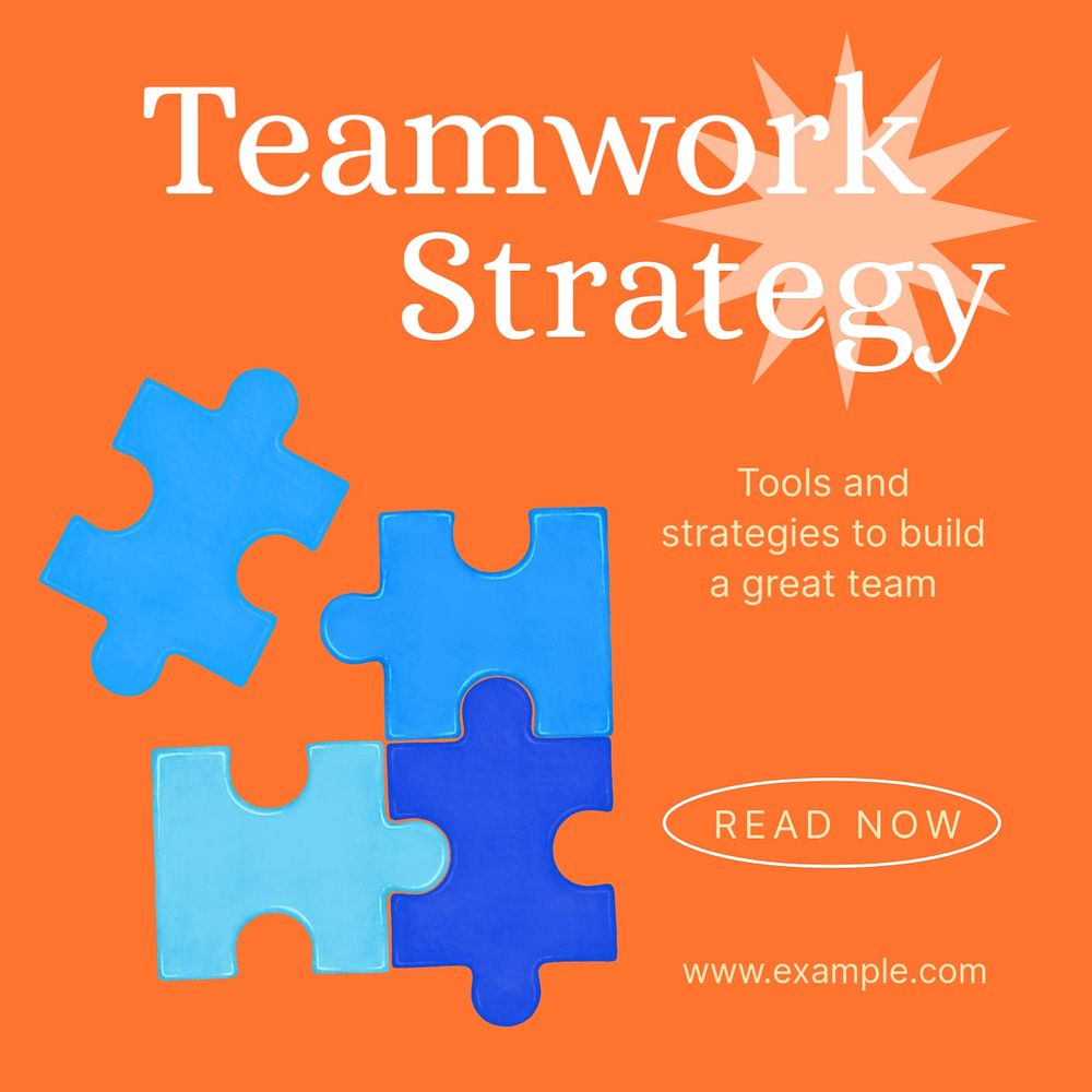 Teamwork strategy Instagram post template, editable text