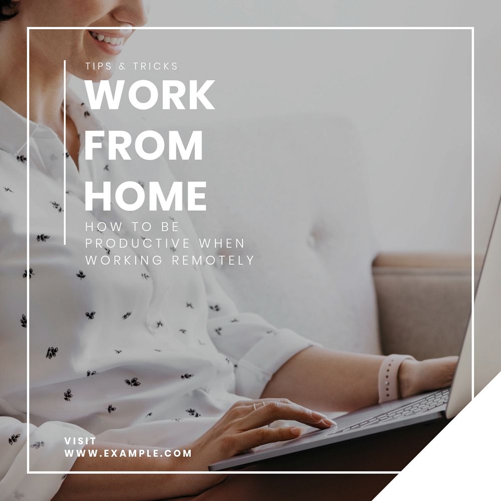 Work from home Instagram post template, editable text