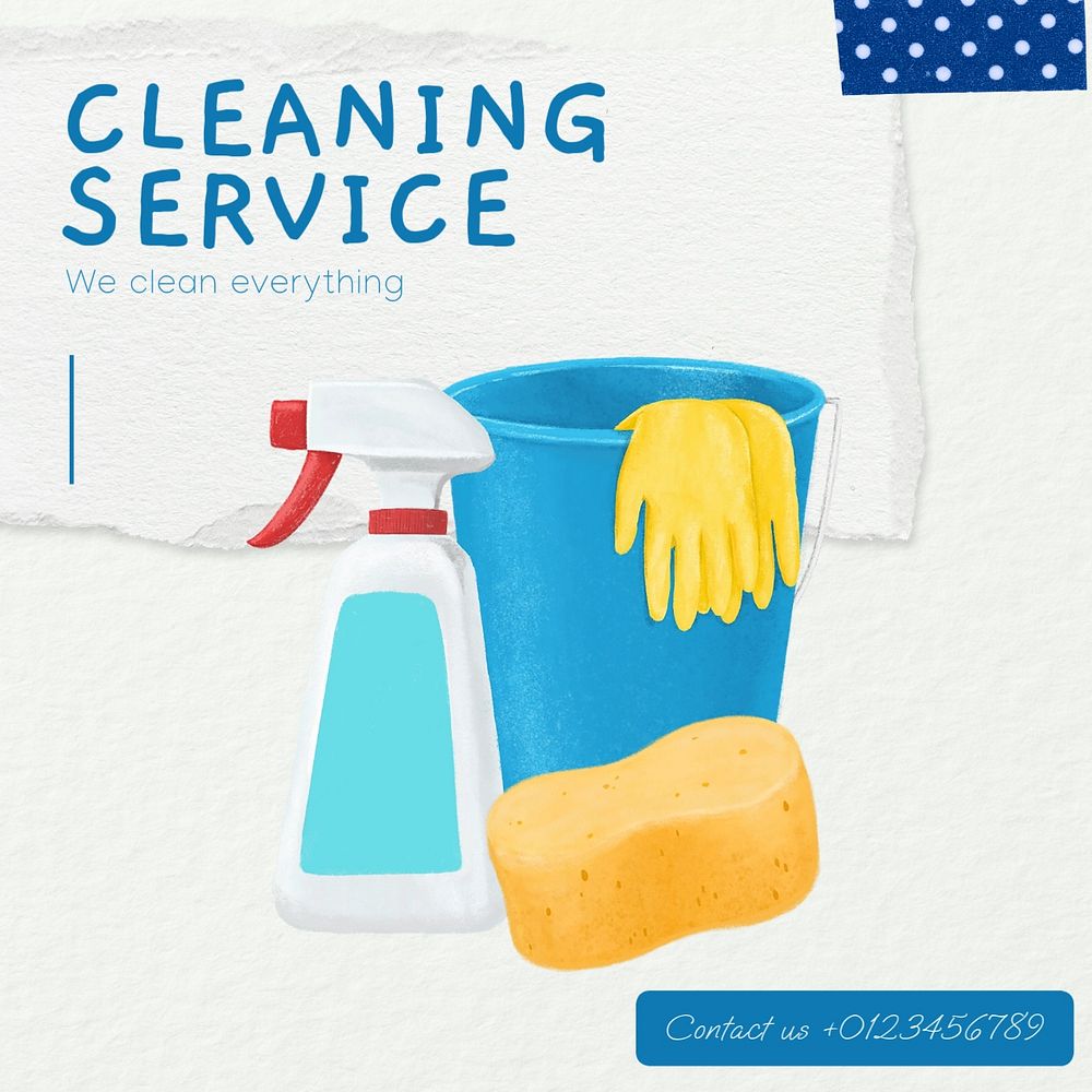 Cleaning service Instagram post template, editable text