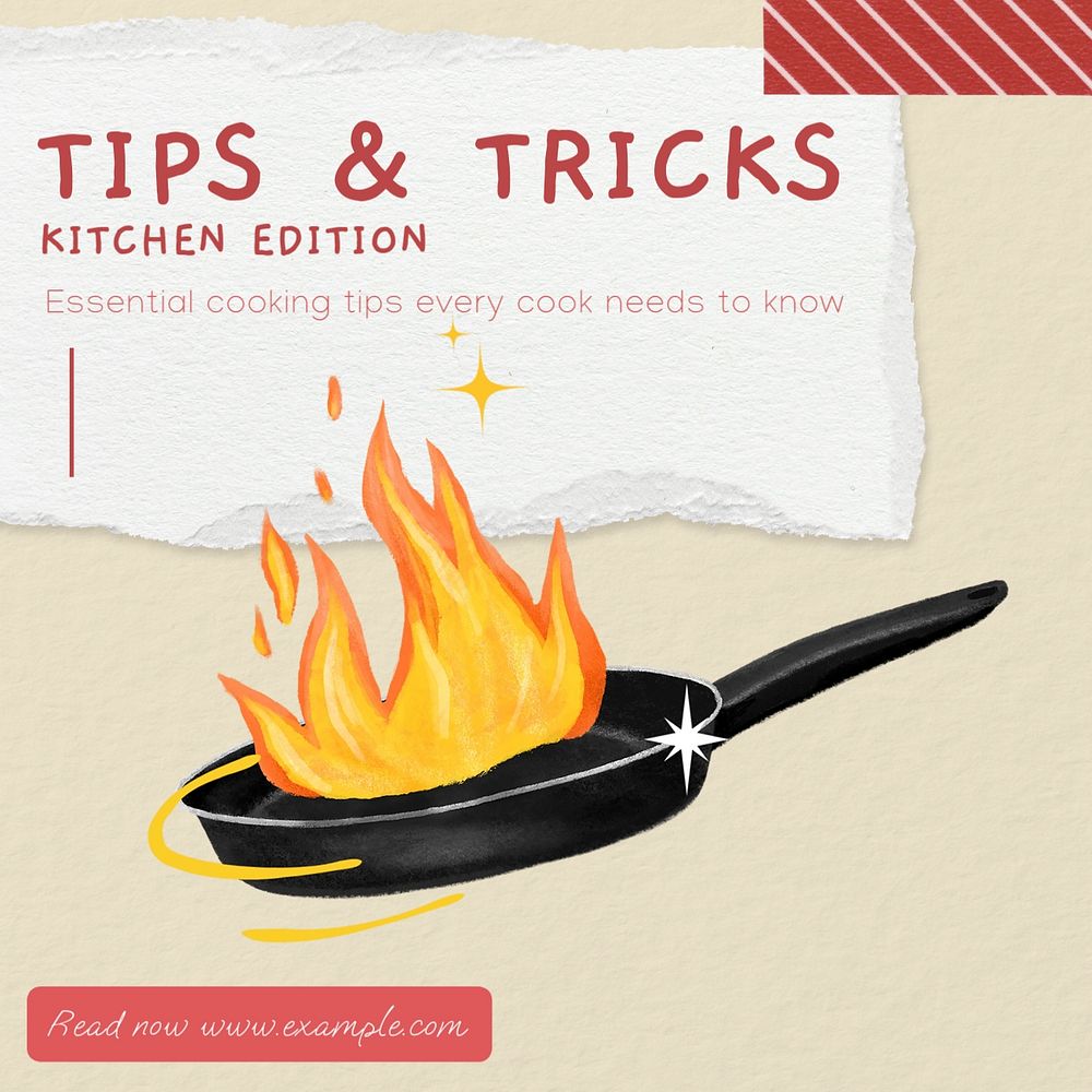 Kitchen tips & tricks Instagram post template, editable text