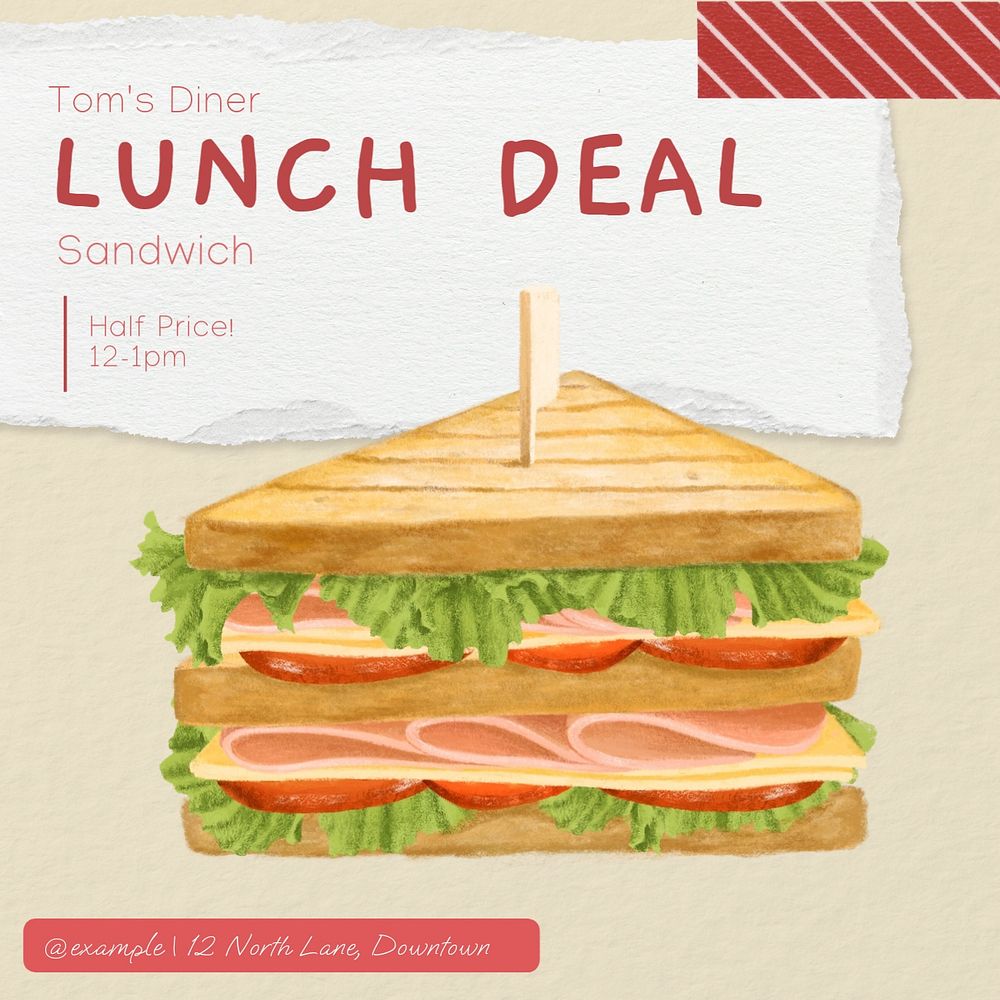 Lunch deal Instagram post template, editable text