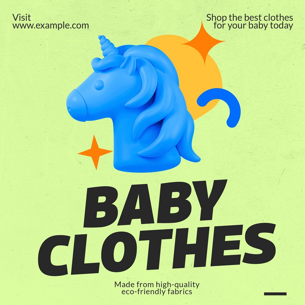 Baby clothes Instagram post template, editable text