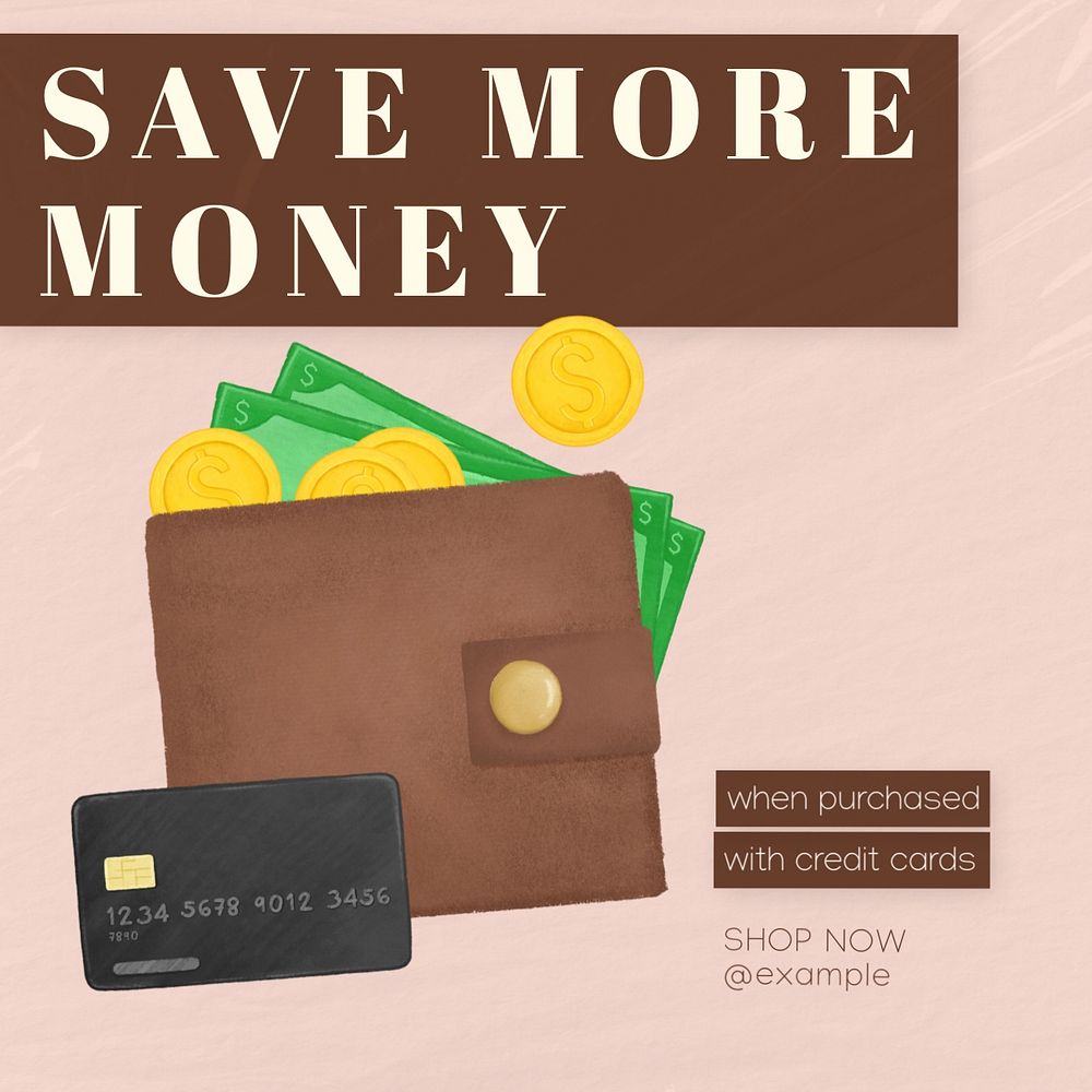 Credit cards Instagram post template, editable text