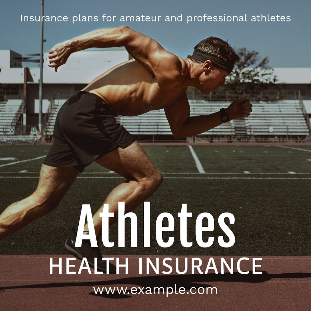 Athlete health insurance Instagram post template, editable text