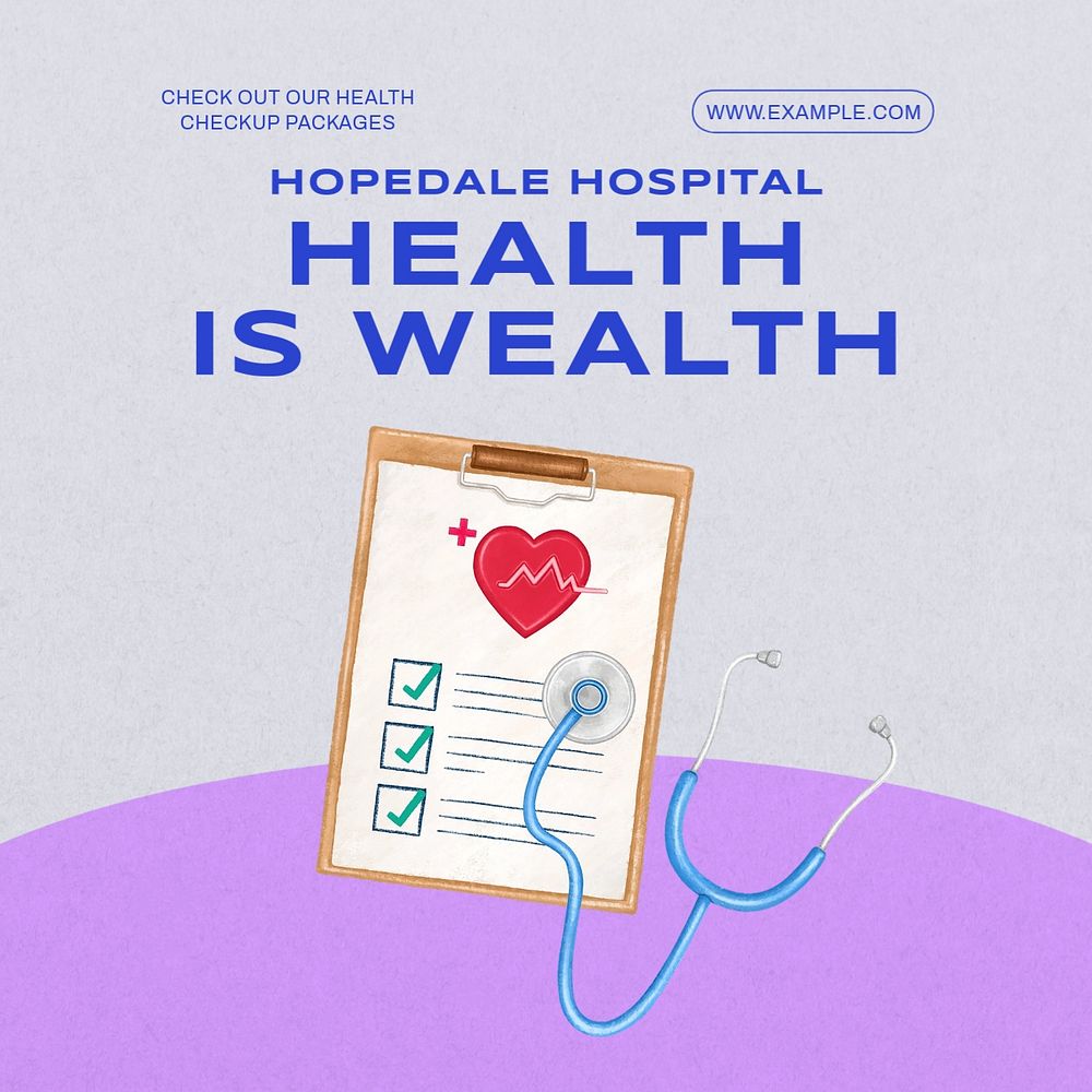 Health checkup Instagram post template, editable text