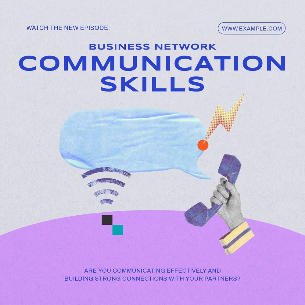 Communication skills Instagram post template, editable text