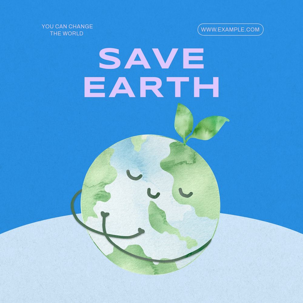 Save earth Instagram post template, editable text