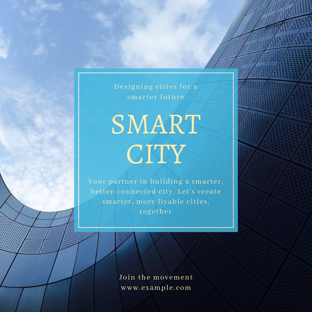 Smart city Instagram post template, editable text