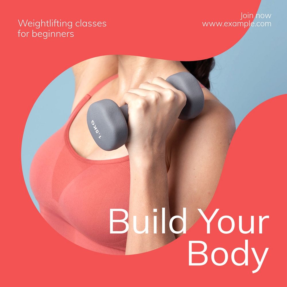 Build your body Instagram post template, editable text