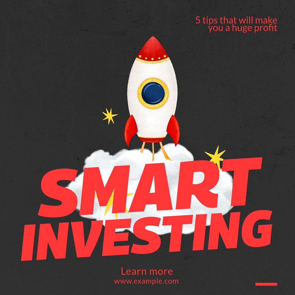 Smart investing Instagram post template, editable text