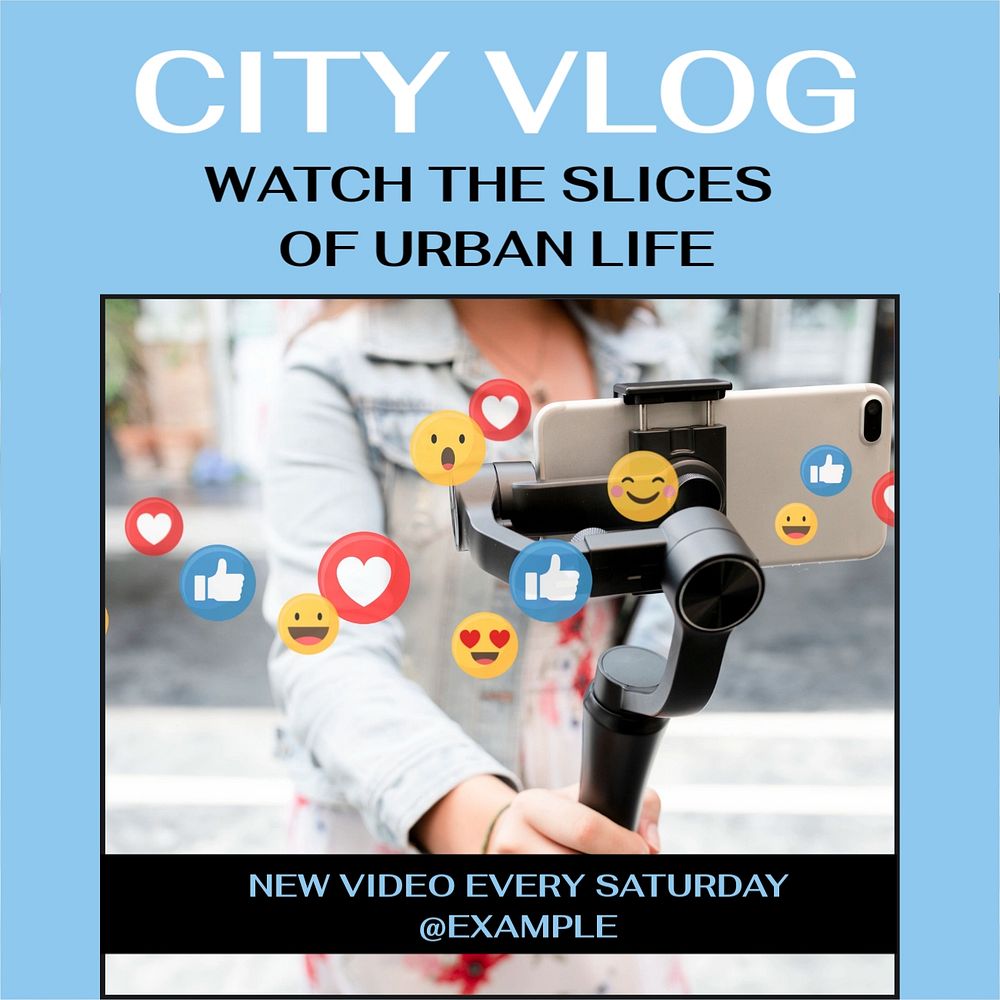 City vlog Instagram post template, editable text