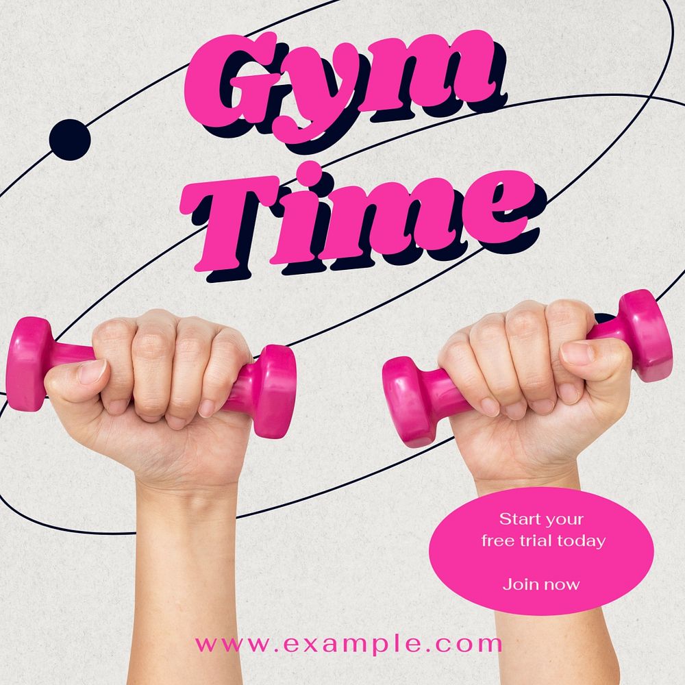 Gym time Instagram post template, editable text