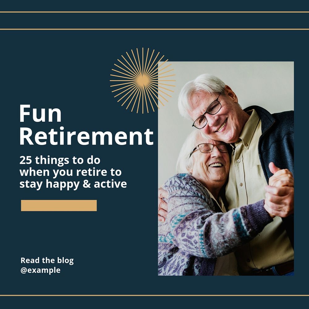 Fun retirement Instagram post template, editable text