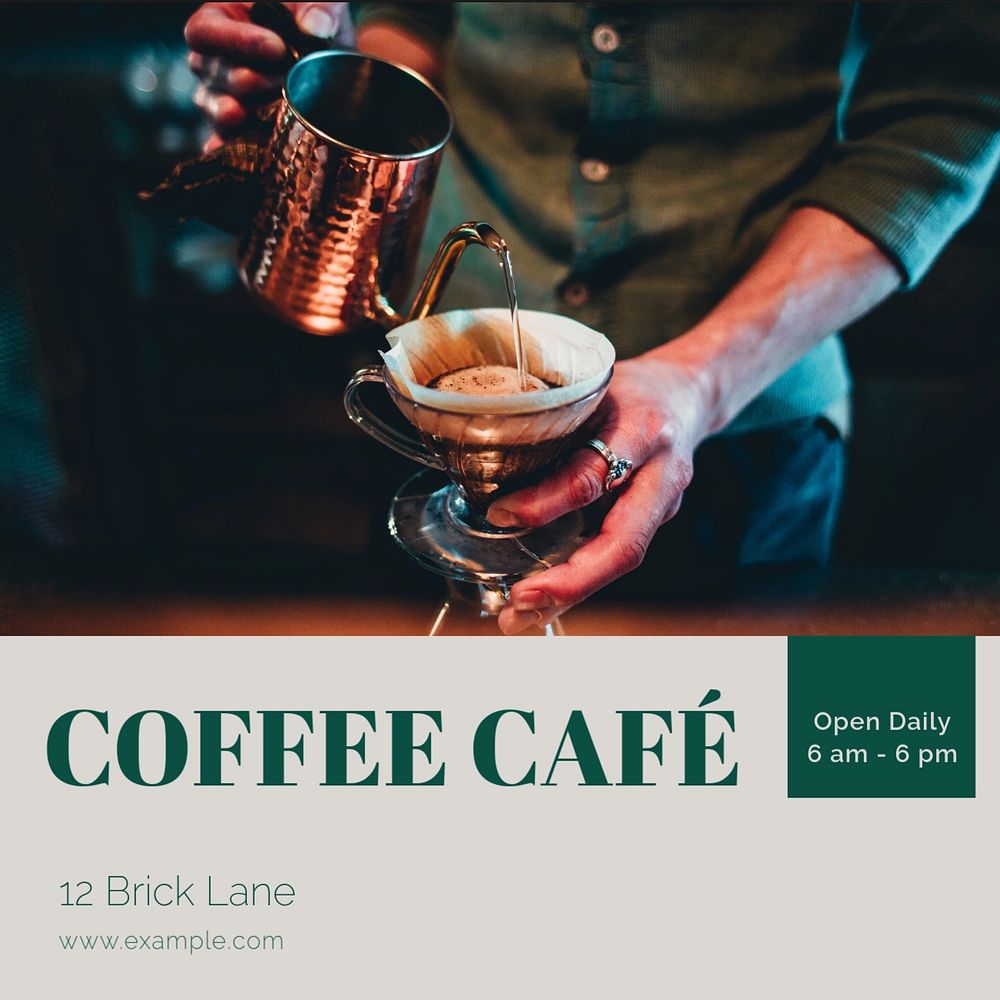 Coffee cafe Instagram post template, editable text