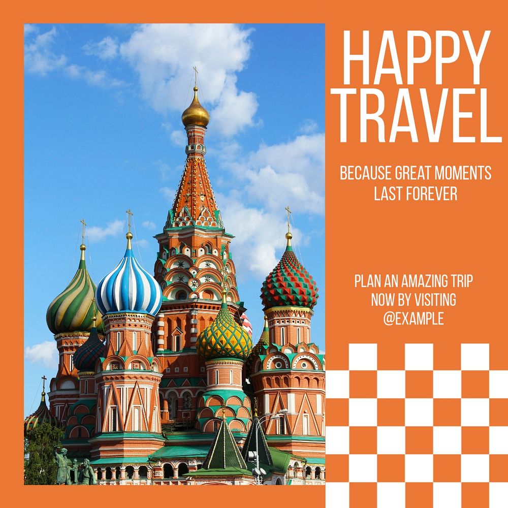 Happy travel Instagram post template, editable text