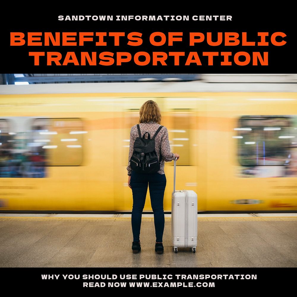 Public transportation Instagram post template, editable text