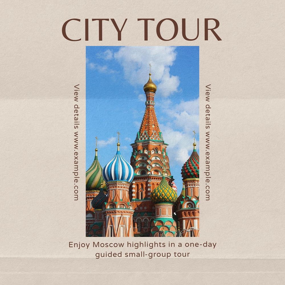 City tour Instagram post template, editable text