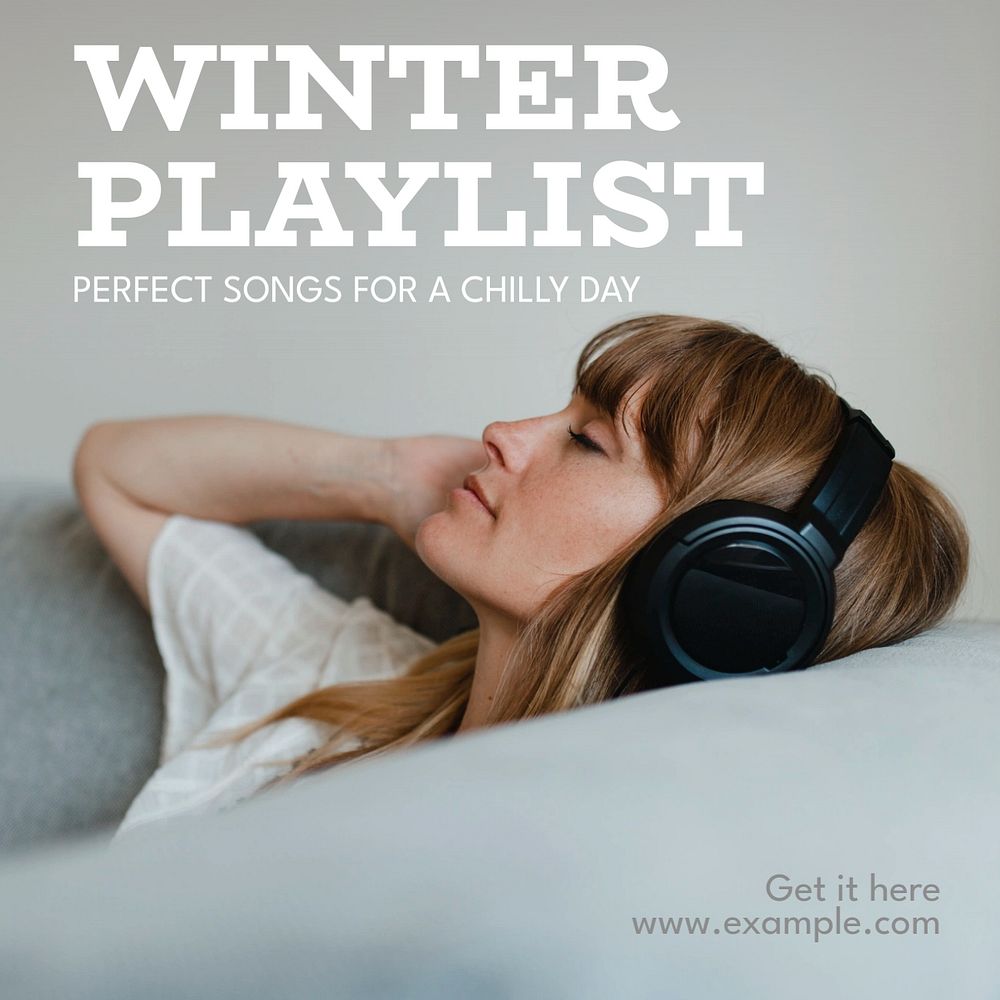 Winter playlist Instagram post template, editable text