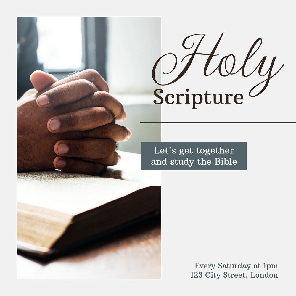 Bible study Instagram post template, editable text