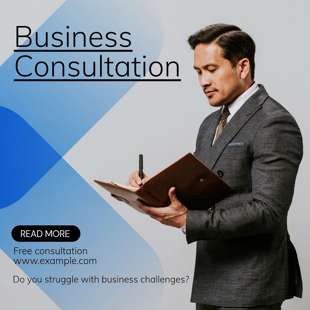 Business consultation Instagram post template, editable text