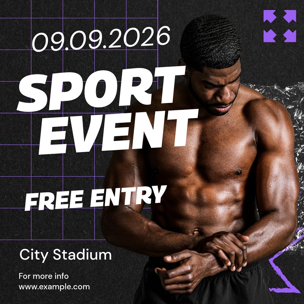 Sport event Instagram post template, editable text