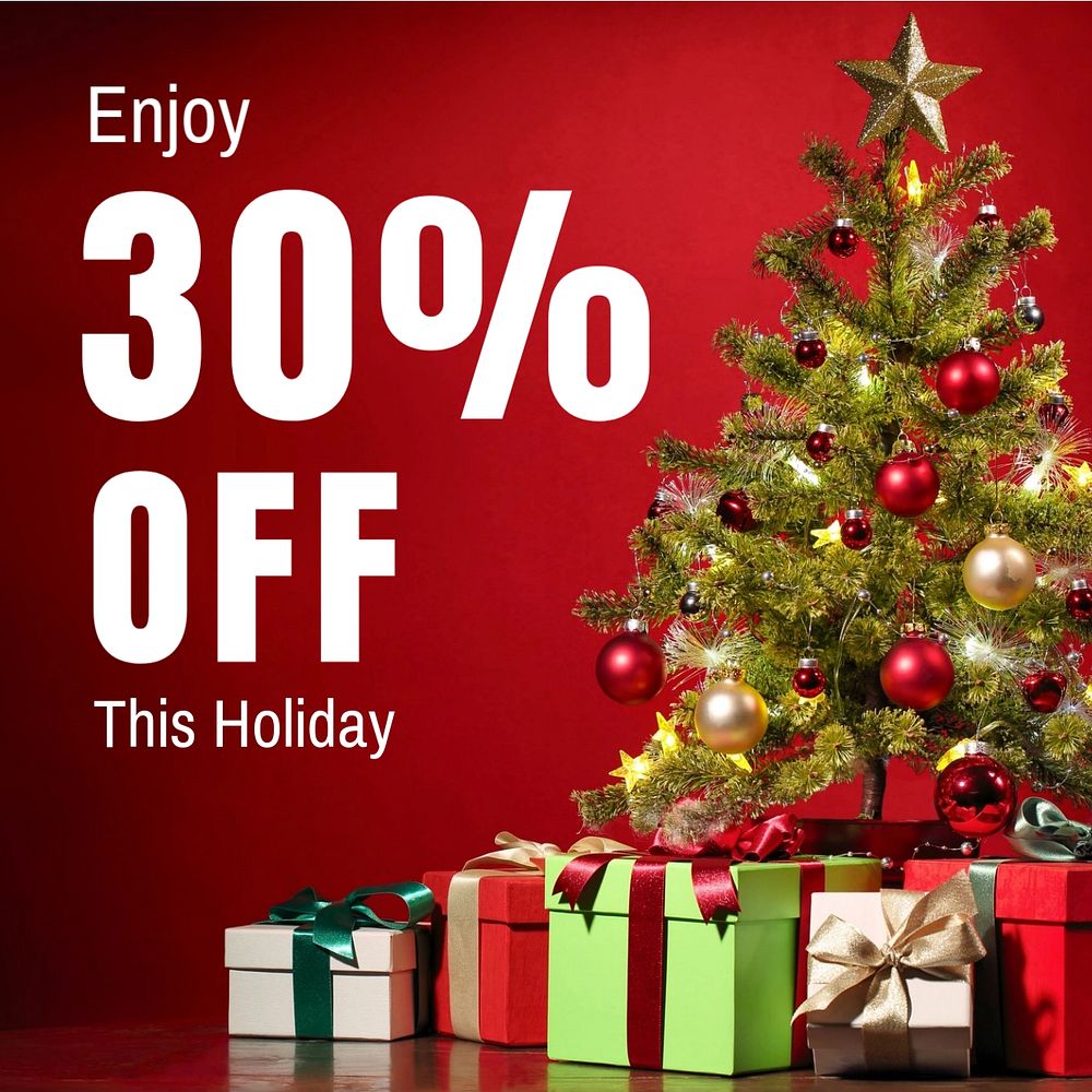 Holiday sale Instagram post template, editable text