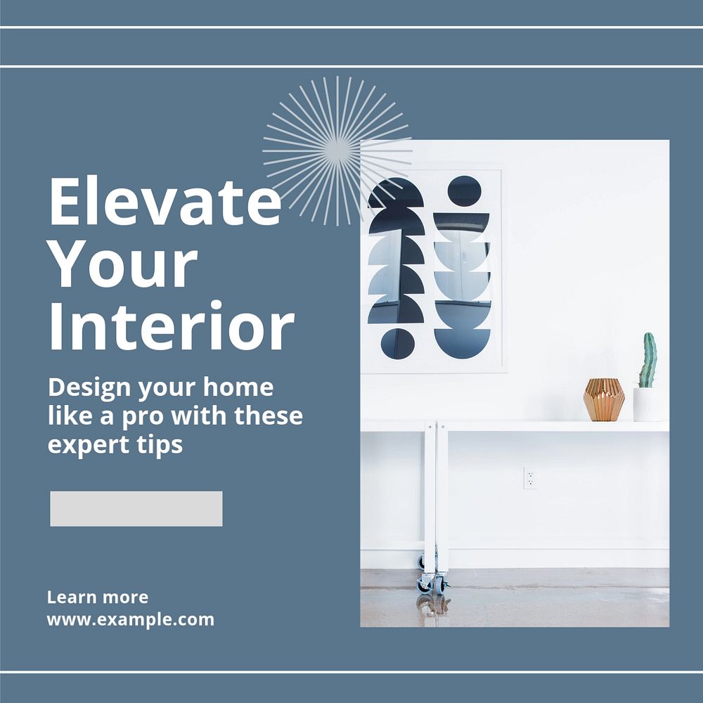 Interior design Instagram post template, editable text