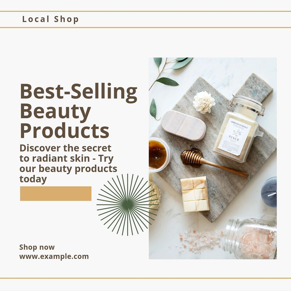 Best-selling beauty products Instagram post template, editable text