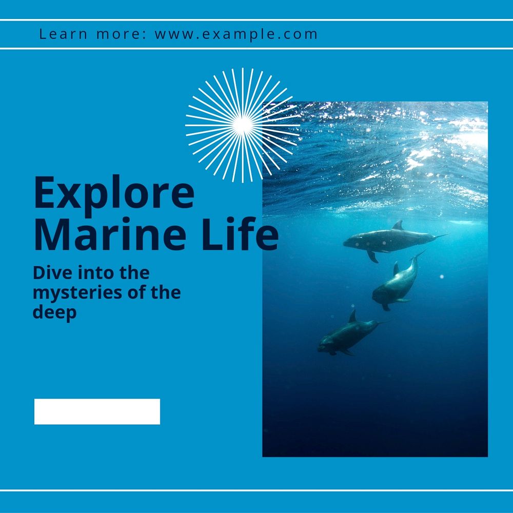 Explore marine life Instagram post template, editable text