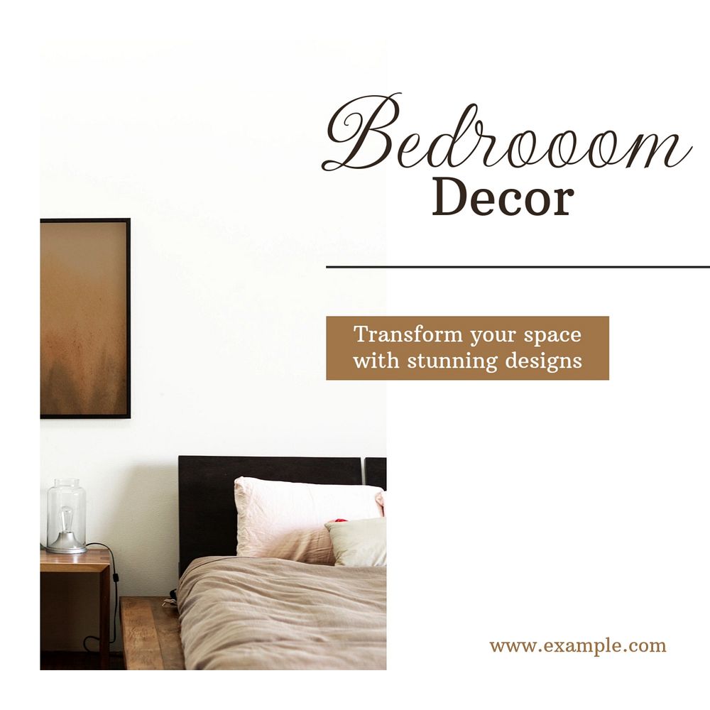 Bedroom decor Instagram post template, editable text