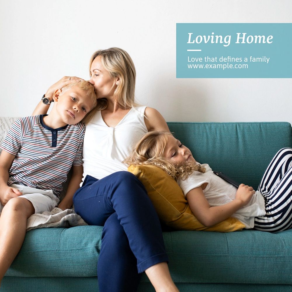 Loving home Instagram post template, editable text