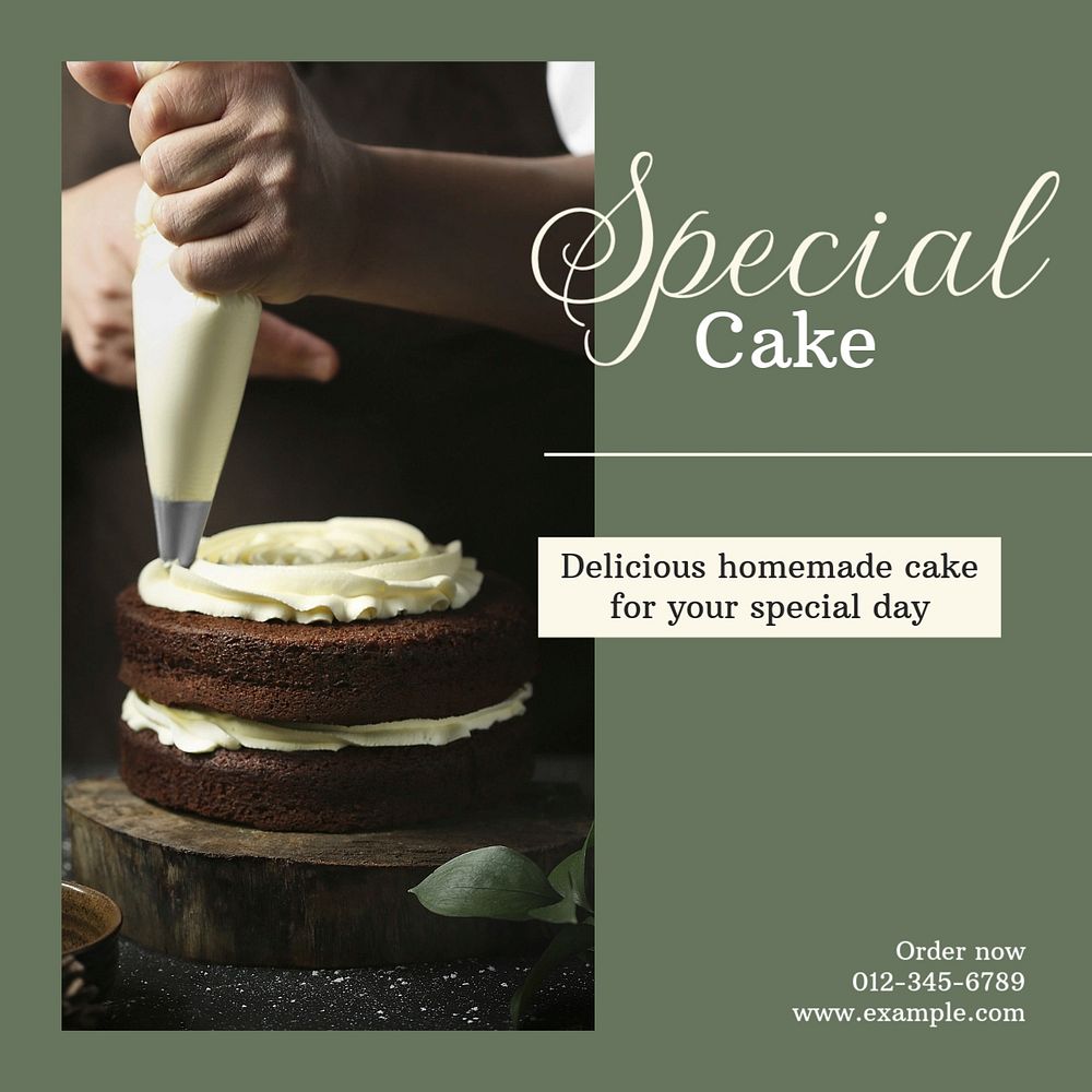 Special cake Instagram post template, editable text